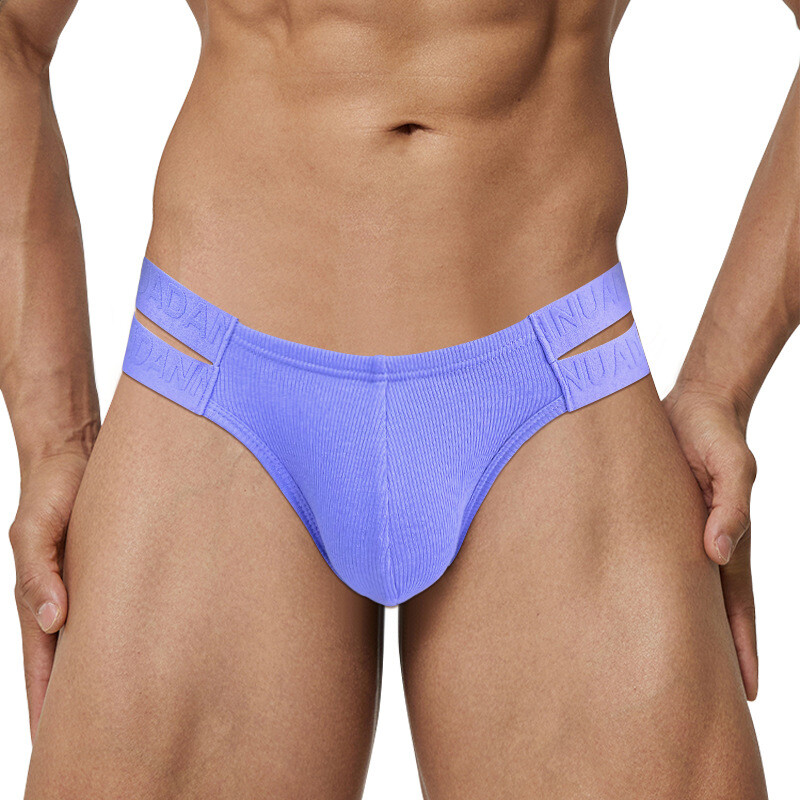 Adannu Men Double Waistband Low Waisted Underwear Cotton Breathable Comfy Briefs