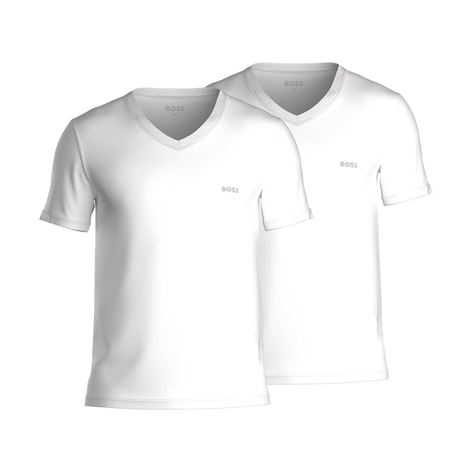 BOSS Men’s T-Shirts V-Neck 2 Pack Comforts 100% Cotton White Black