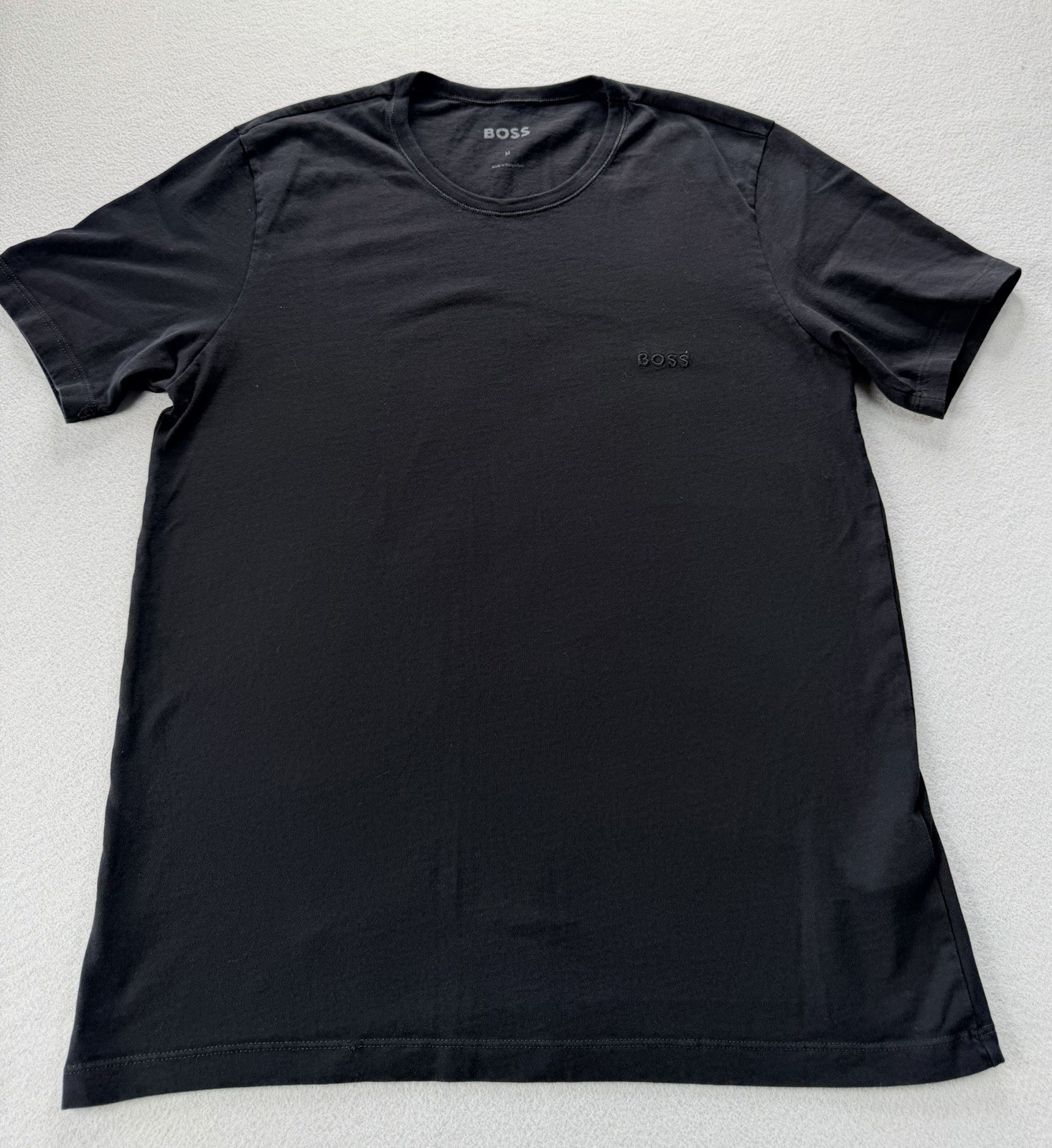 Hugo Boss Black Crew Neck T Shirt Embroidered Logo Short Sleeve Men’s Size M