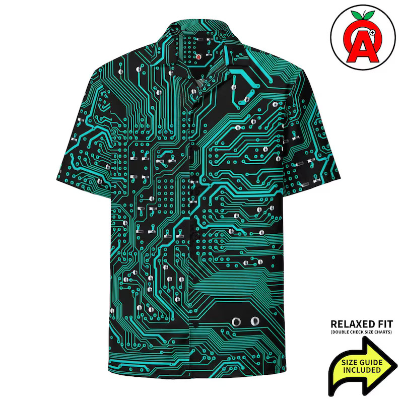 Circuit Board Pattern Hawaiian Shirt Unisex Adult Tech Beach Top