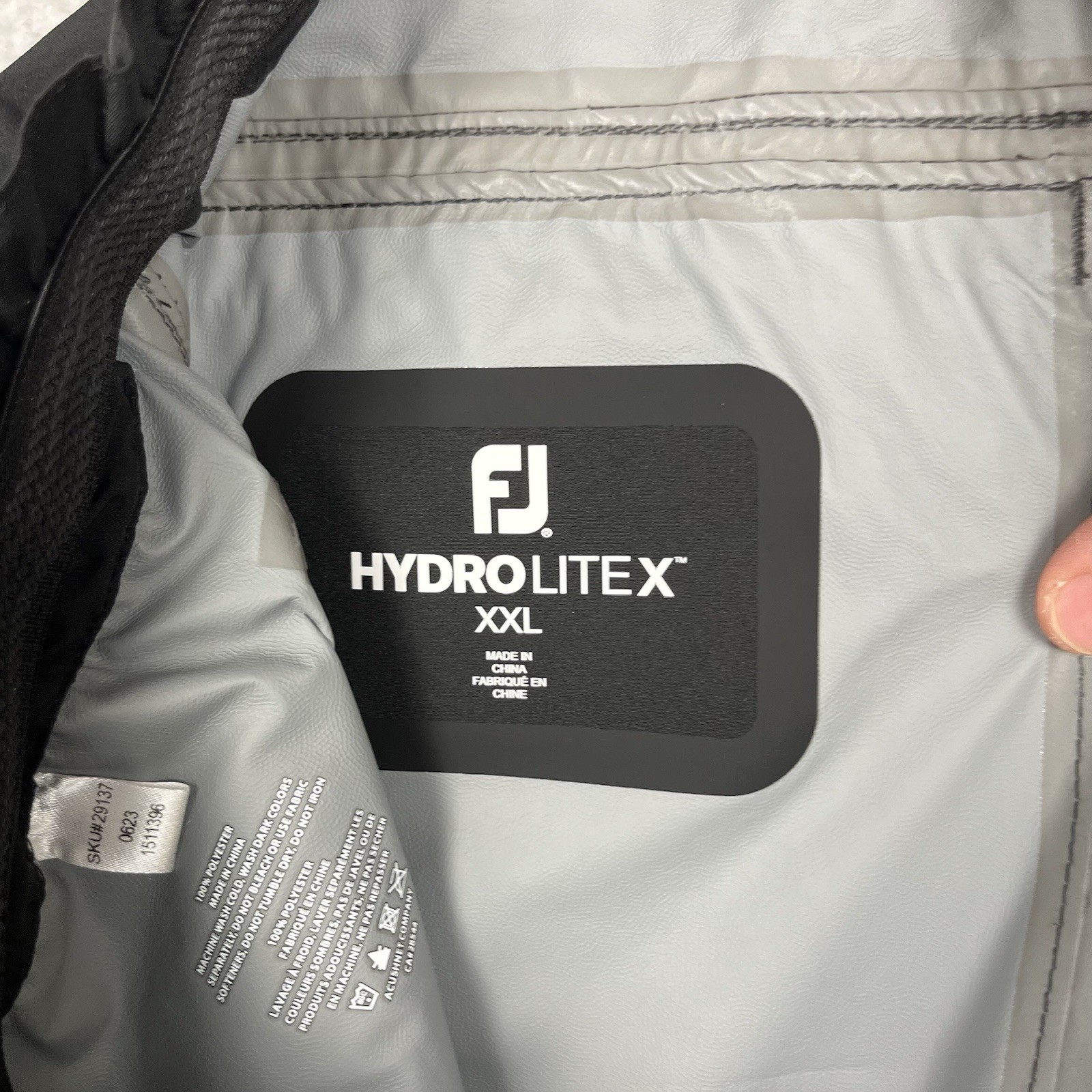 FootJoy HydroliteX Rain Pants Mens 2XL Black Waterproof Windbreaker Golf