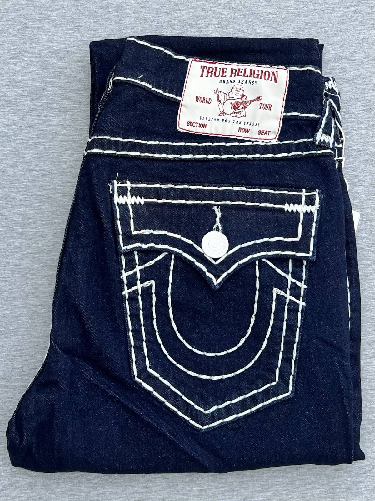 TRUE RELIGION Ricky Super Flap Relaxed Straight Jeans Blue NWT