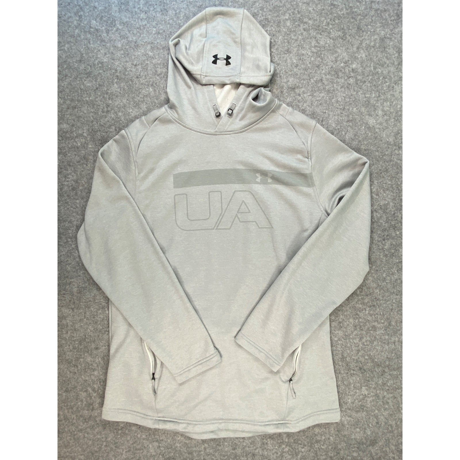 Under Armour ColdGear Hoodie Men XL Gray Fitted UA Logo Athletic Sweatshirt