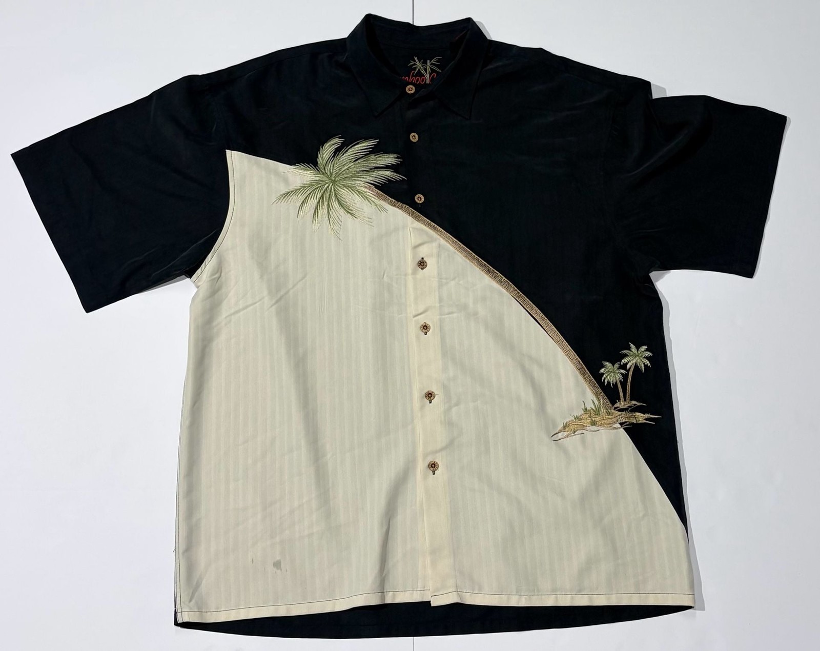 Bamboo Cay Hurricane Palm Embroidered Camp Shirt
