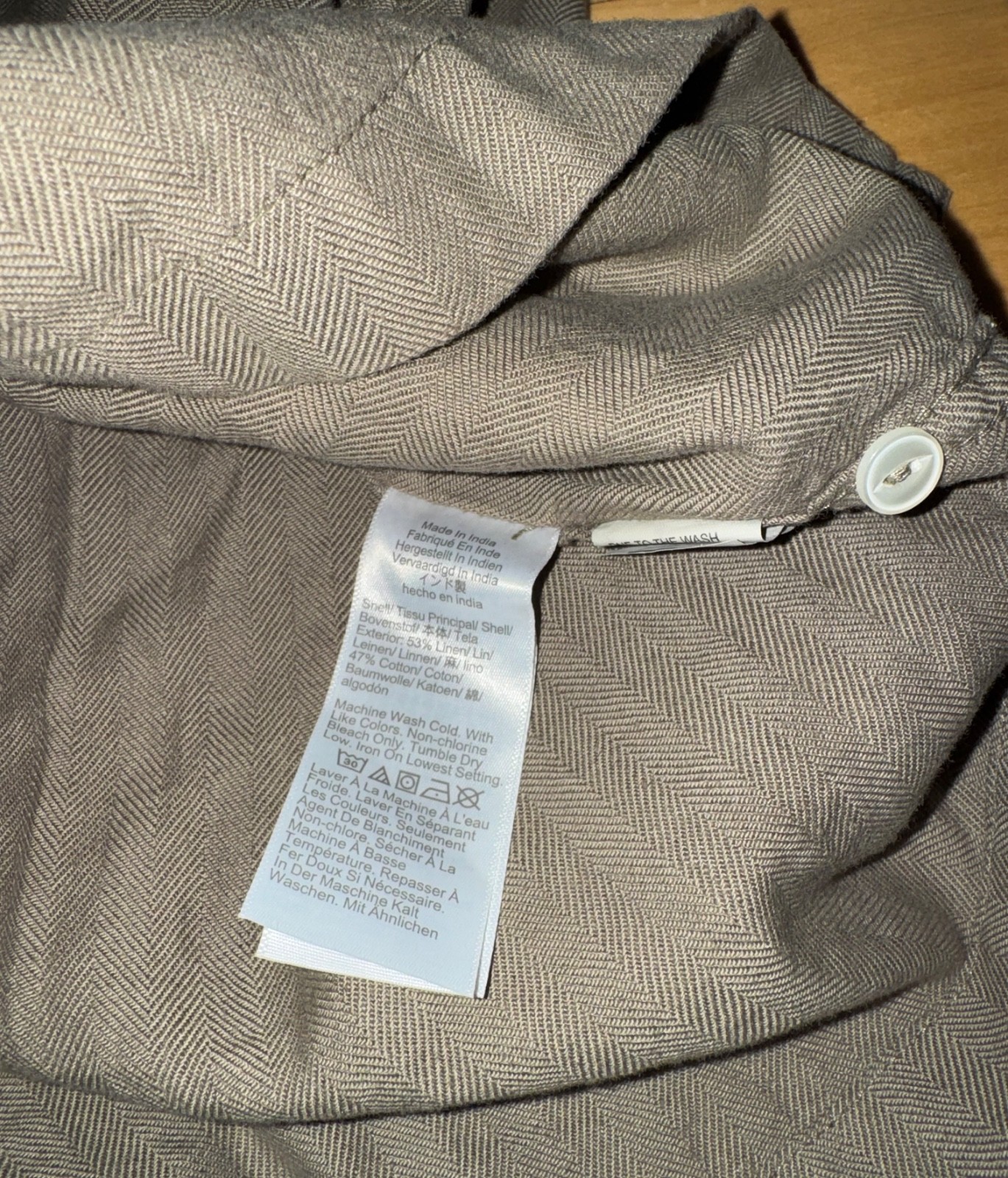 New Mens Madewell LS Button Down Work Shirt in Cotton-Linen Blend Tan Sz M