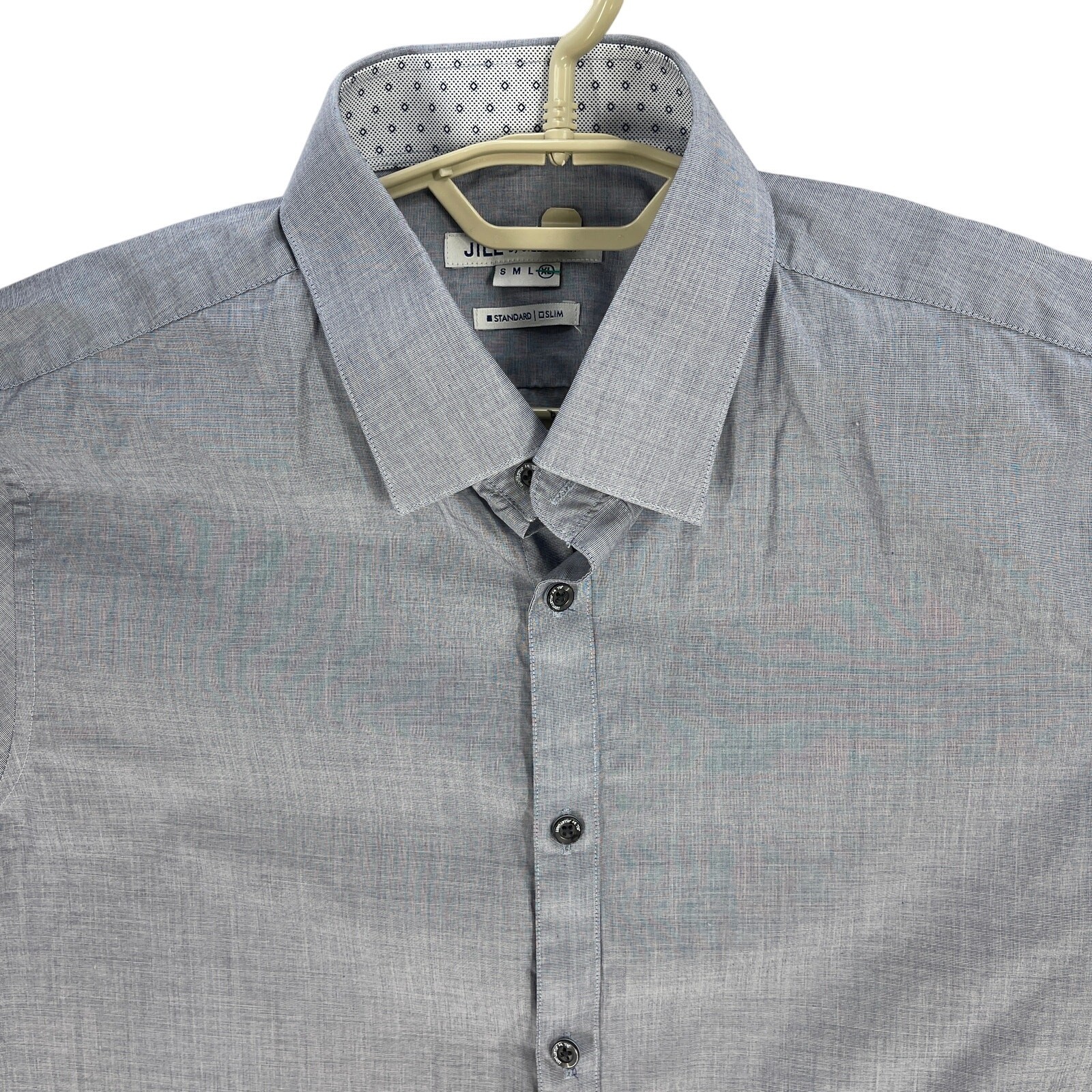 Jill Stuart Button Up Shirt Men XL Blue Short Sleeves Slim Fit Minimalist Preppy