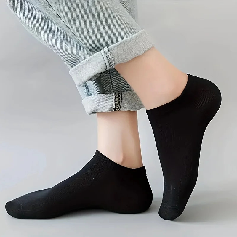 30/50 Pairs Unisex Low Cut Ankle Socks Non-slip Solid White Black Grey