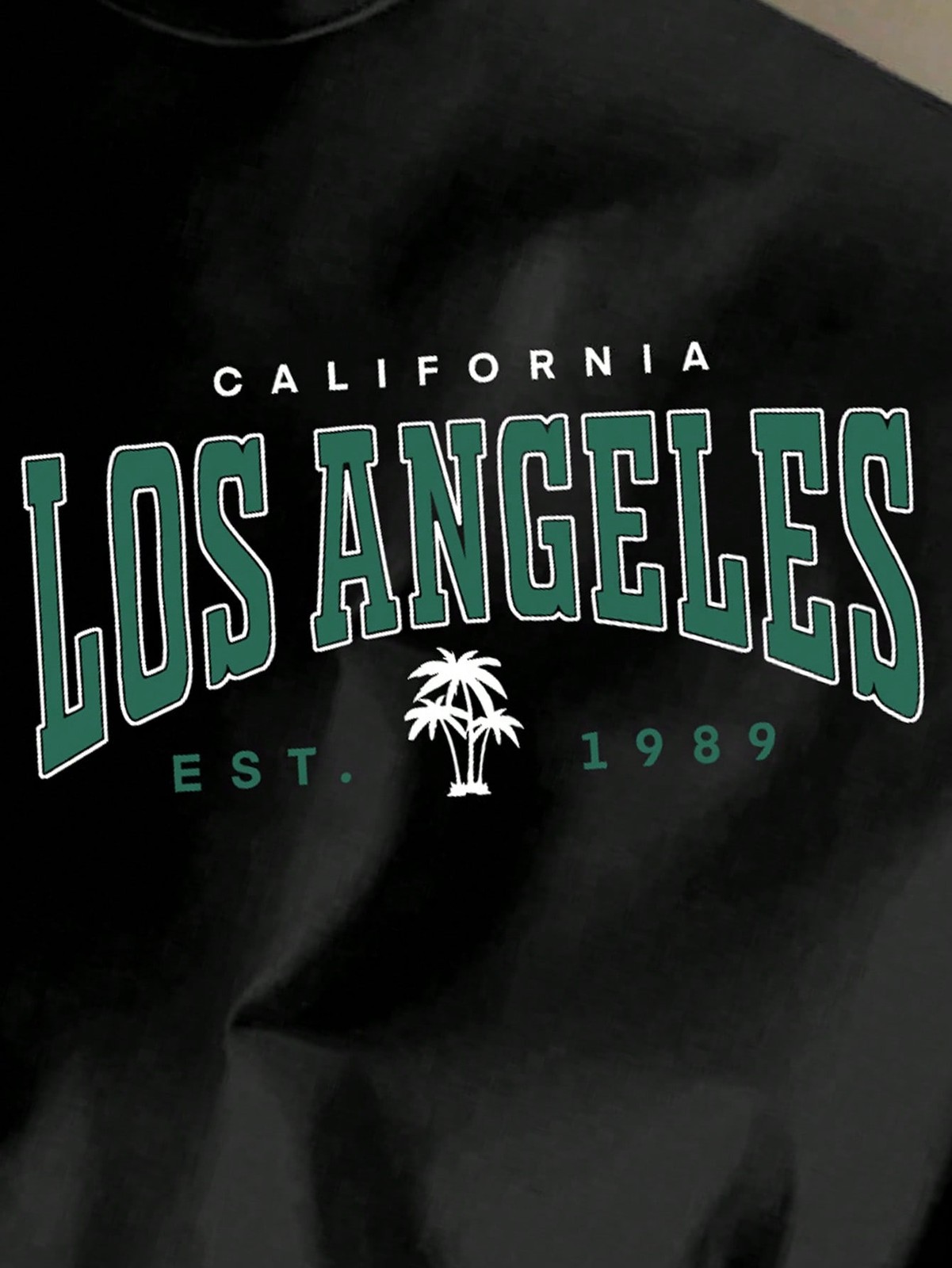 Men’s White Knitted Fabric T-Shirt With Los Angeles Graphic Print