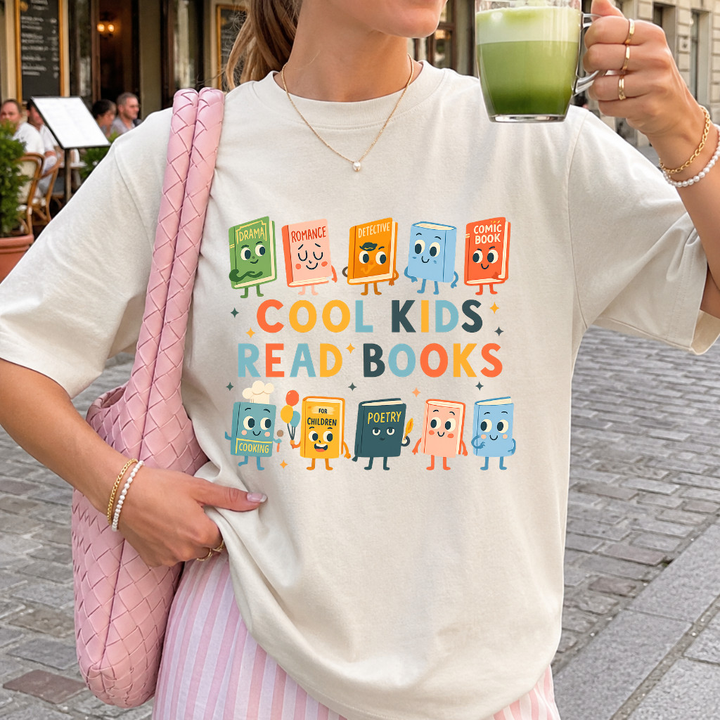 Cool Kids Read Books Shirt Cute Cartoon Book Lover Back To School Children Tee