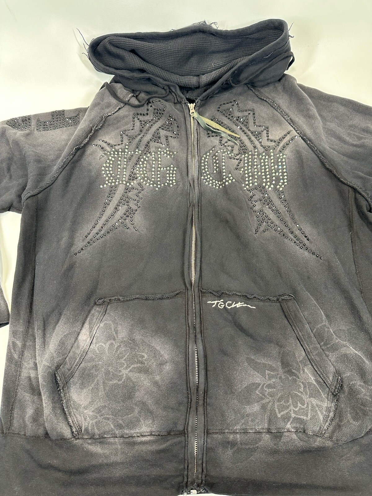 The Great China Wall Hoodie Crystals Skulls Flowers Street Wear Men’s 3X NWT
