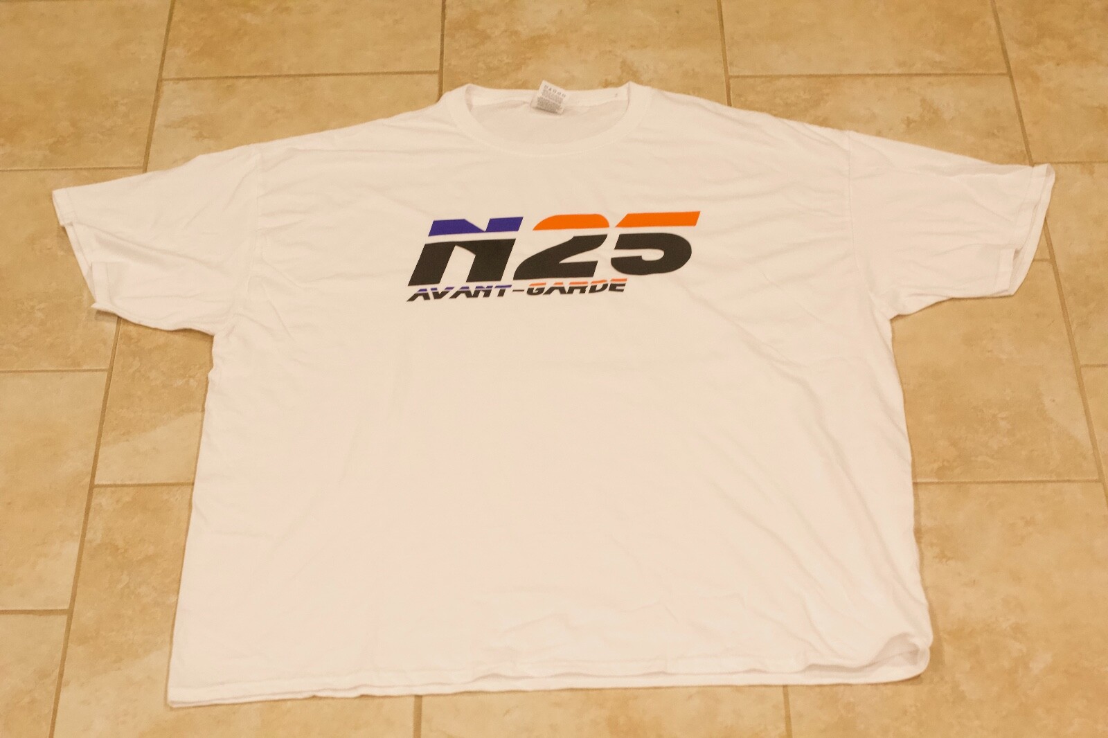 Under25 N25 Avant-Garde Graphic T shirt Hypebeast White/Blue/Orange size 2XL