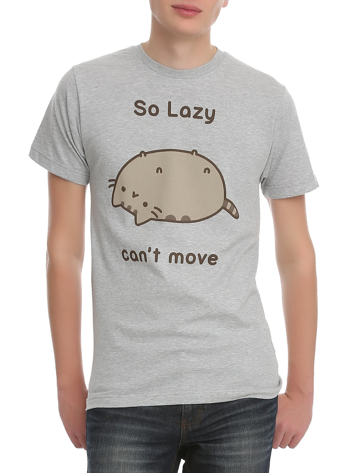 Pusheen The Cat SO LAZY CAN’T MOVE T-Shirt Grey NWT Licensed & Official XXS-3XL