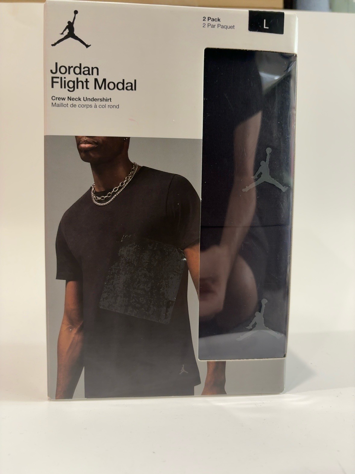 Jordan Flight Modal Crew Neck Undershirt 2 Pack Black Size Large NIB Stretch