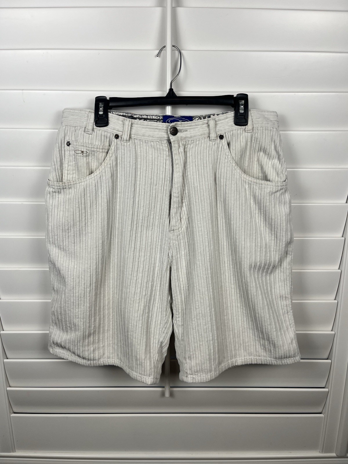 Vintage OP Ocean Pacific Shorts Mens 36 Corduroy Off White Casual Retro Surf