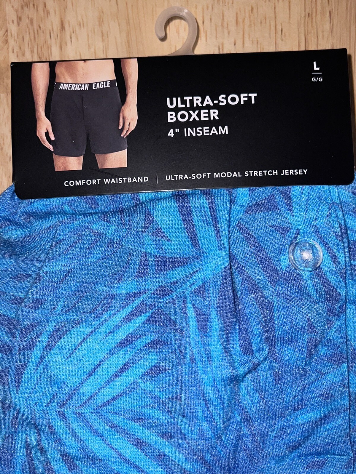 LARGE AMERICAN EAGLE ULTRA SOFT LEAF PRINT BLUE BOXER BNWTS