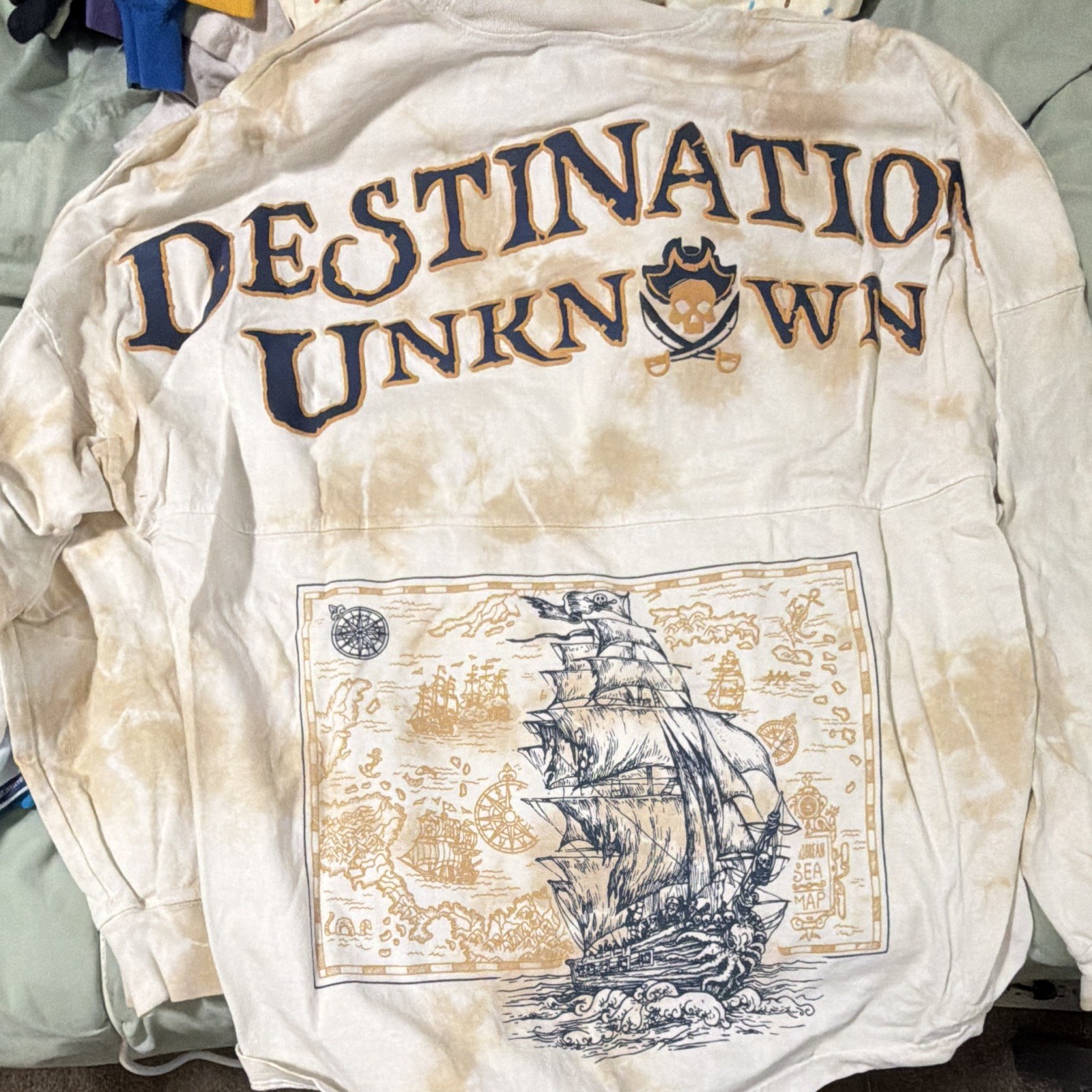 Spirit Jersey White/Beige L Long Sleeve Crew Neck T-Shirt “Destination Unknown”