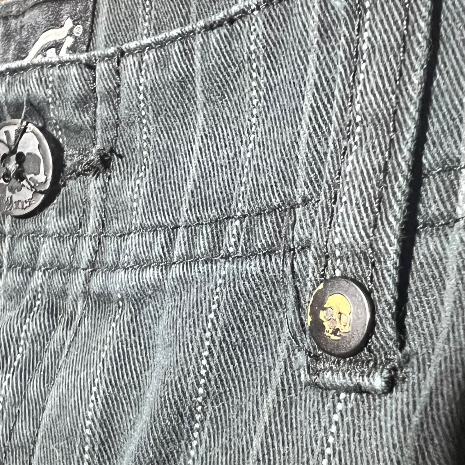 Vans Mens Pinstripe Cargo Shorts Faded Black Skater Punk Skull Buttons 36 Waist