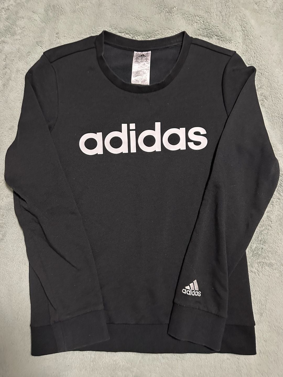 Adidas Essentials Linear Logo Crewneck Sweatshirt in Black, Size Small