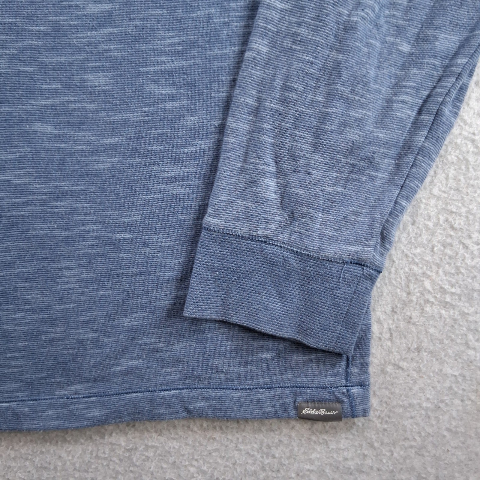 Eddie Bauer Henley Shirt Mens TXL Blue Casual Space Dye Raglan Long Sleeve