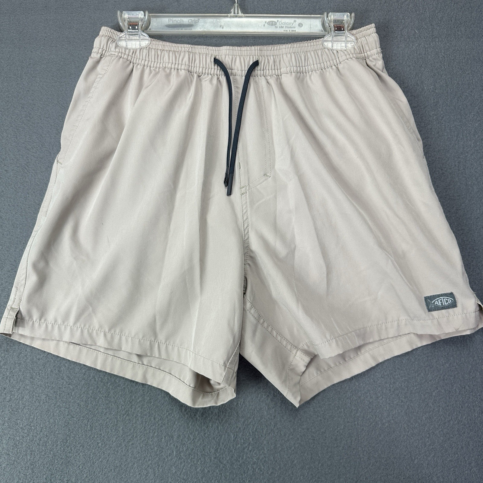 AFTCO Mens Med Strike Swim Shorts Beige Fishing Quick Dry Performance Drawstring
