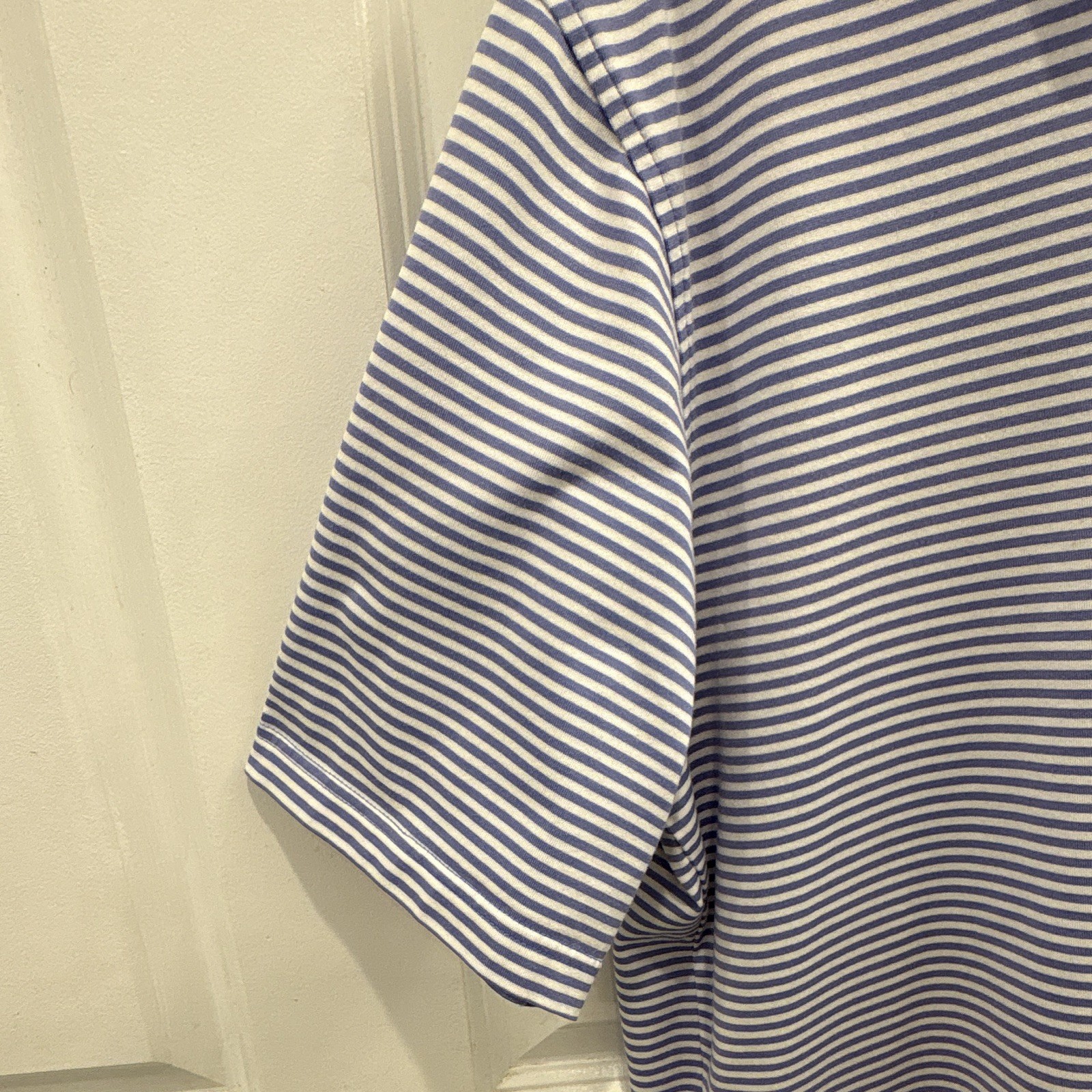 Fairway & Greene Pureformance Men’s Blue/White Striped Polo Shirt L Collared