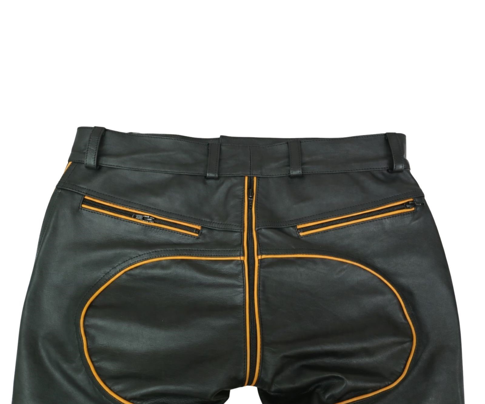 Men’s Black Real Leather Shorts Double Rear Zip Gay Leather Short BLUF Clubwear