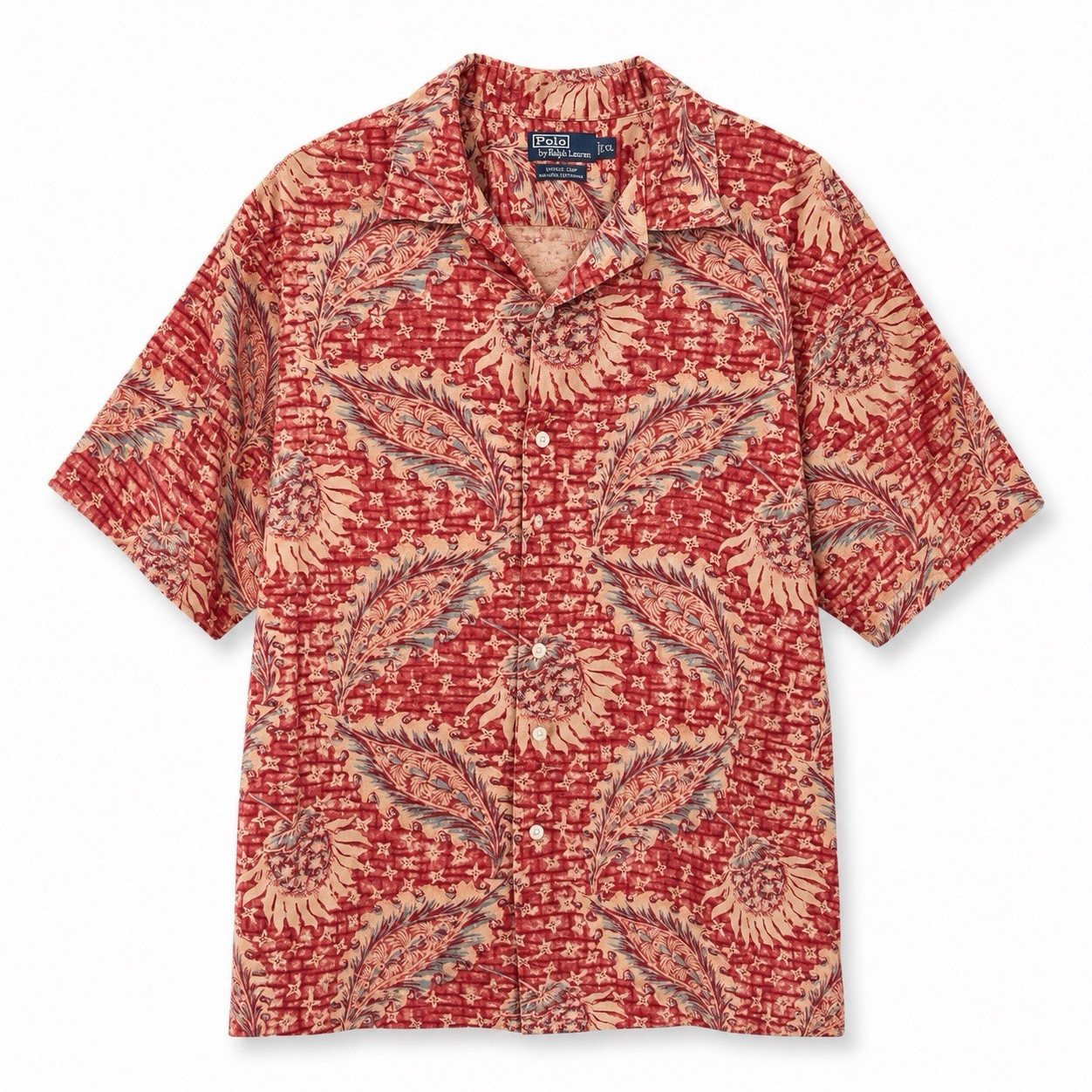 Polo By Ralph Lauren Shirt Mens 2XL Red Vintage Camp Hawaiian Short Sleeve