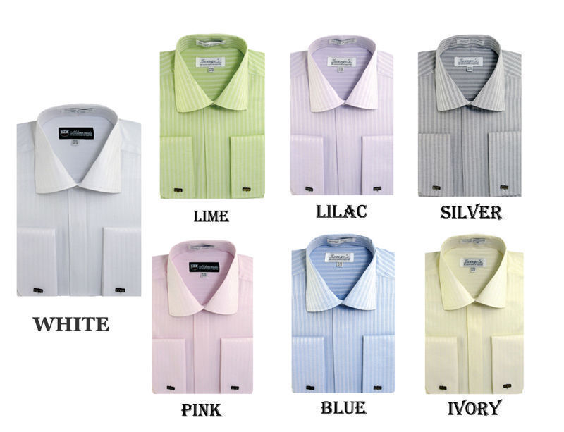 New Men’s Fashion Elegance Striped Dress Shirt French Cuff Long Sleeve SG30