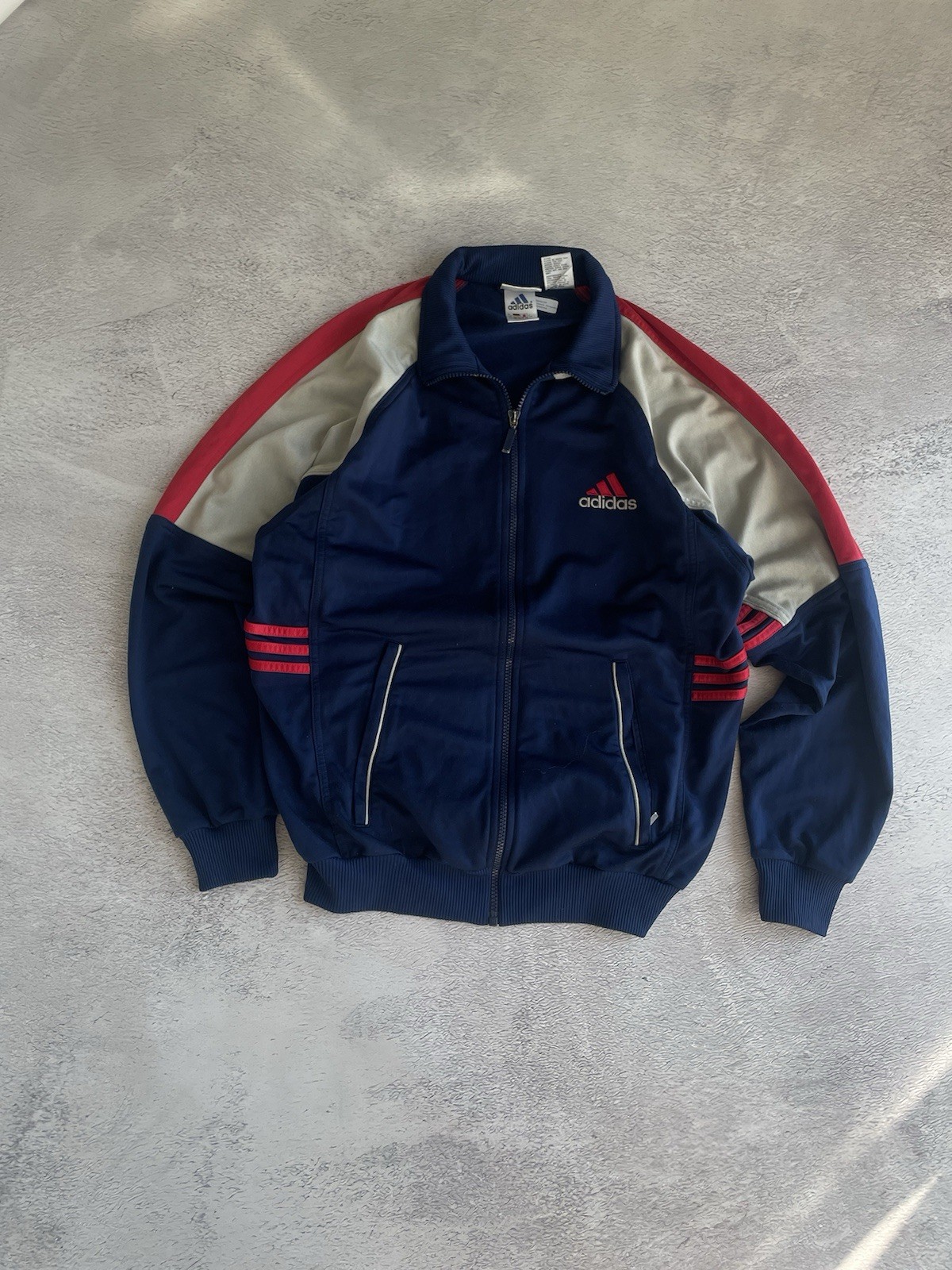 Vintage 1999 Adidas Colorblock Track Jacket Navy Grey Red S / Youth XL Y2K 90s
