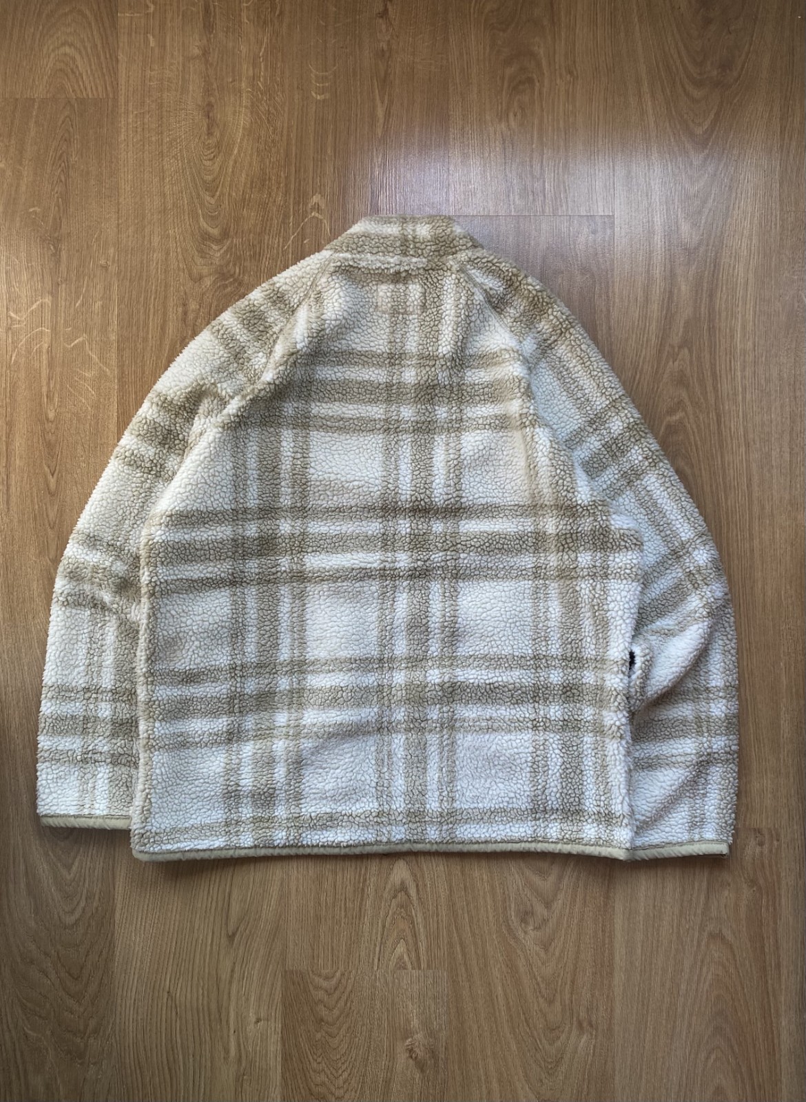 FOLK Sherpa Fleece Jacket – White & Beige Contrast Panels Size L Men’s Winter