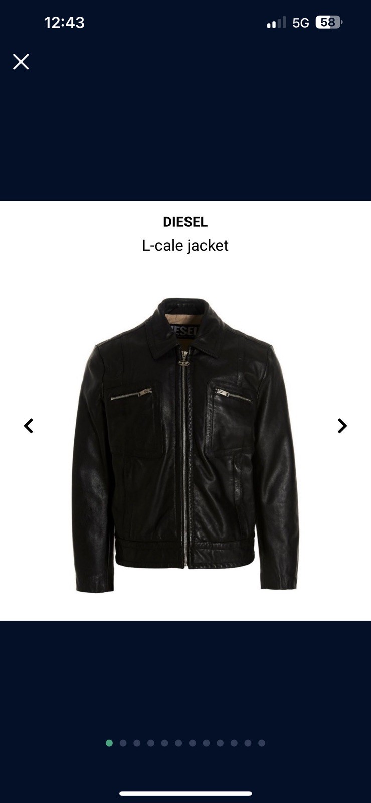 DIESEL L-Cale Men Jacket L Black Cowhide Leather Polo Neck Light Style RRP650 I