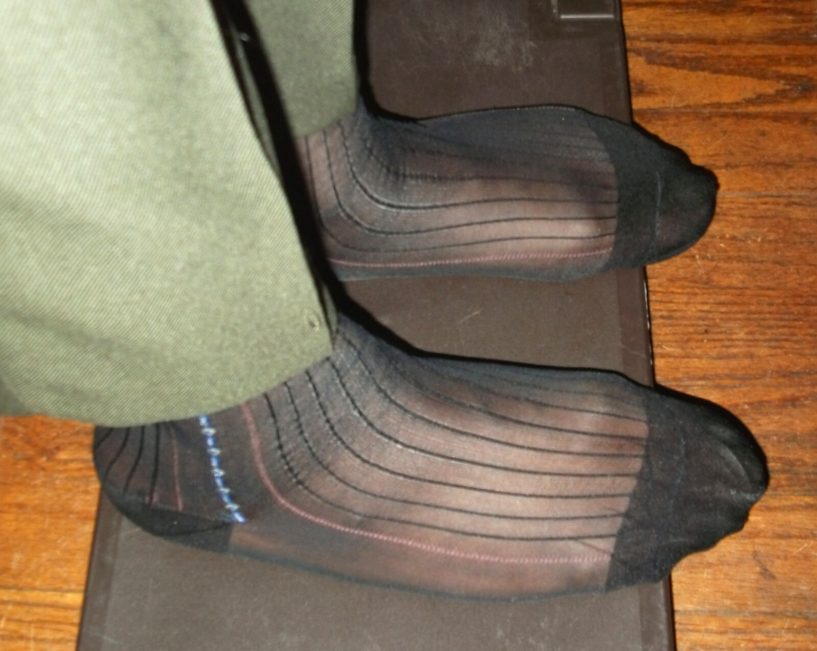 Mens Sheer Nylon Thick N Thin Socks, Cap Toe / Heel Clock Pattern Ankle SZ 10-13