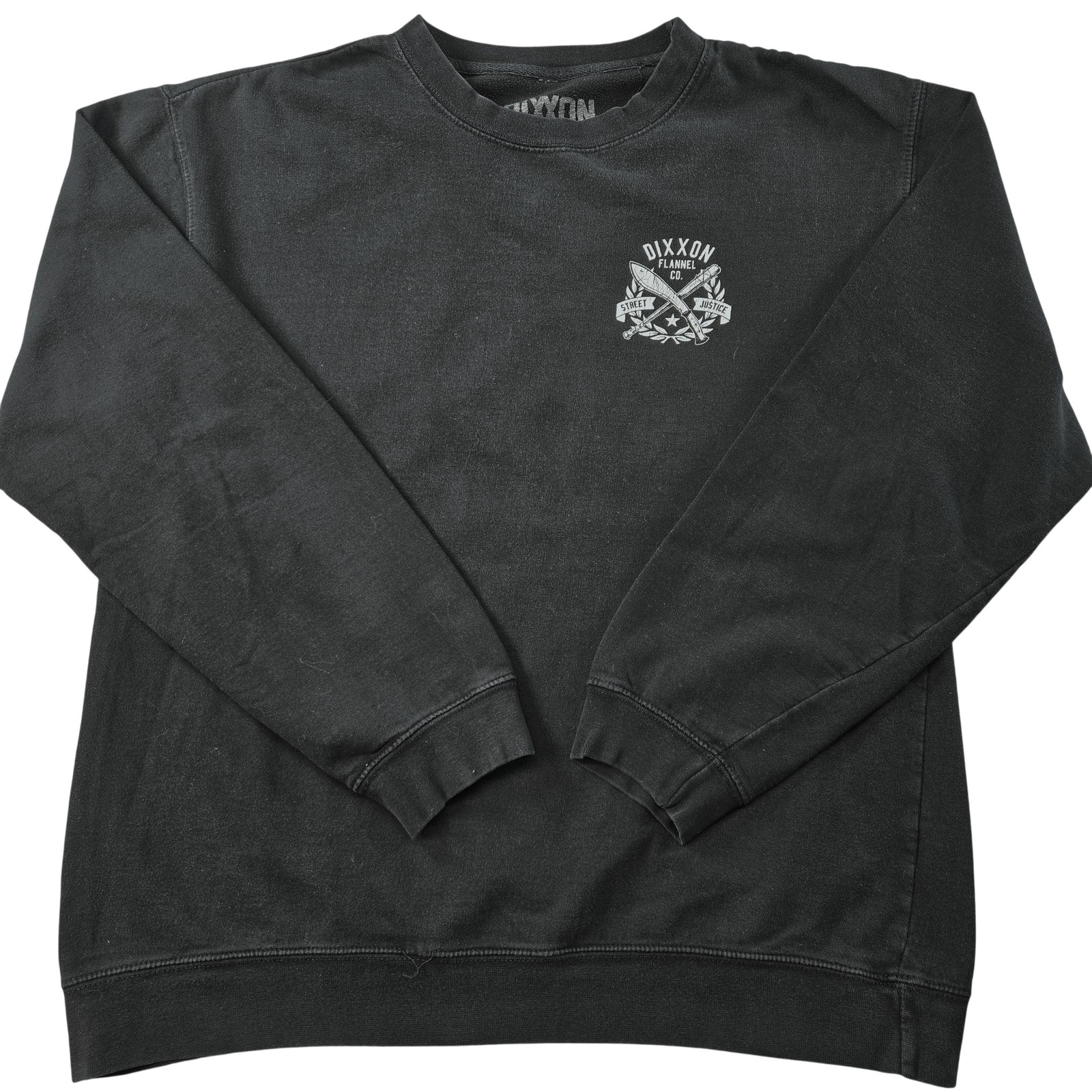 DIXXON Sweatshirt Mens L Black Pullover Fleece Graphic Tagless Heavyweight