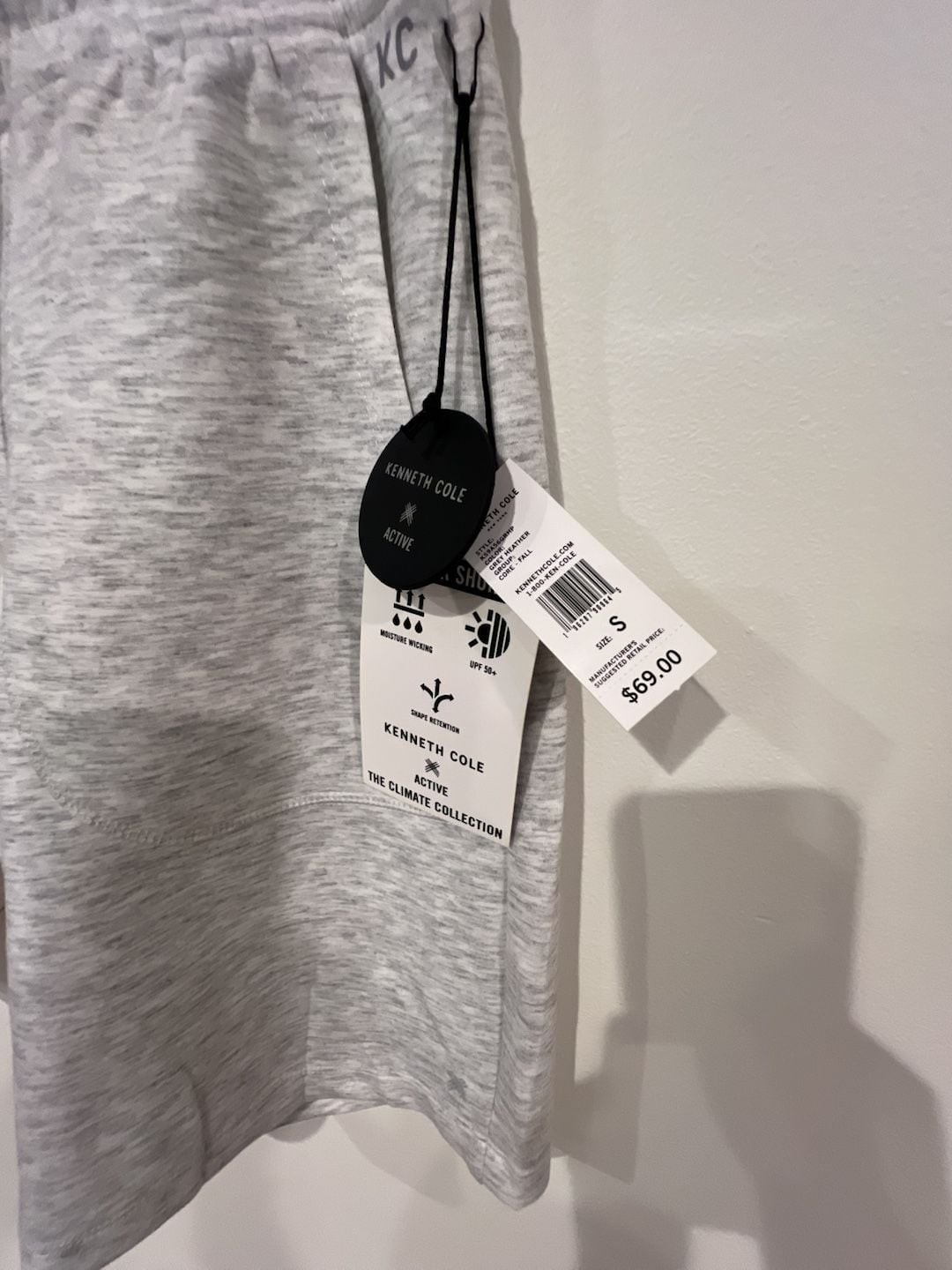 Kenneth Cole Active The Climate Collection Heather Grey Drawstring Sweat Shorts