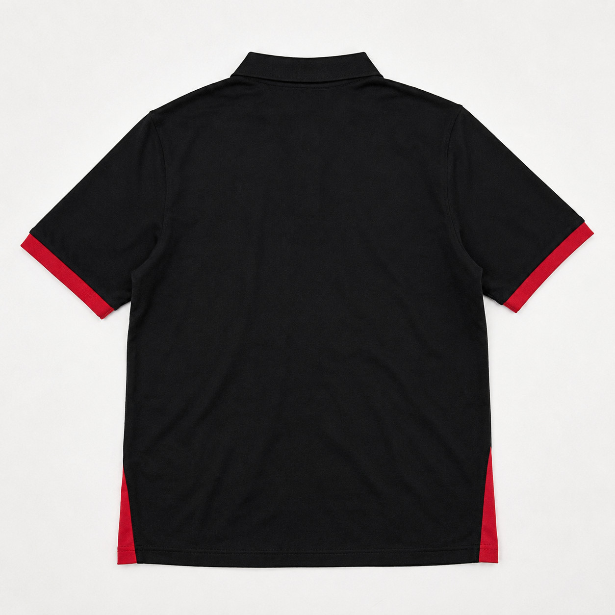 Black Red Performance Polo Shirt, Men’s Contrast Trim Golf Polo.