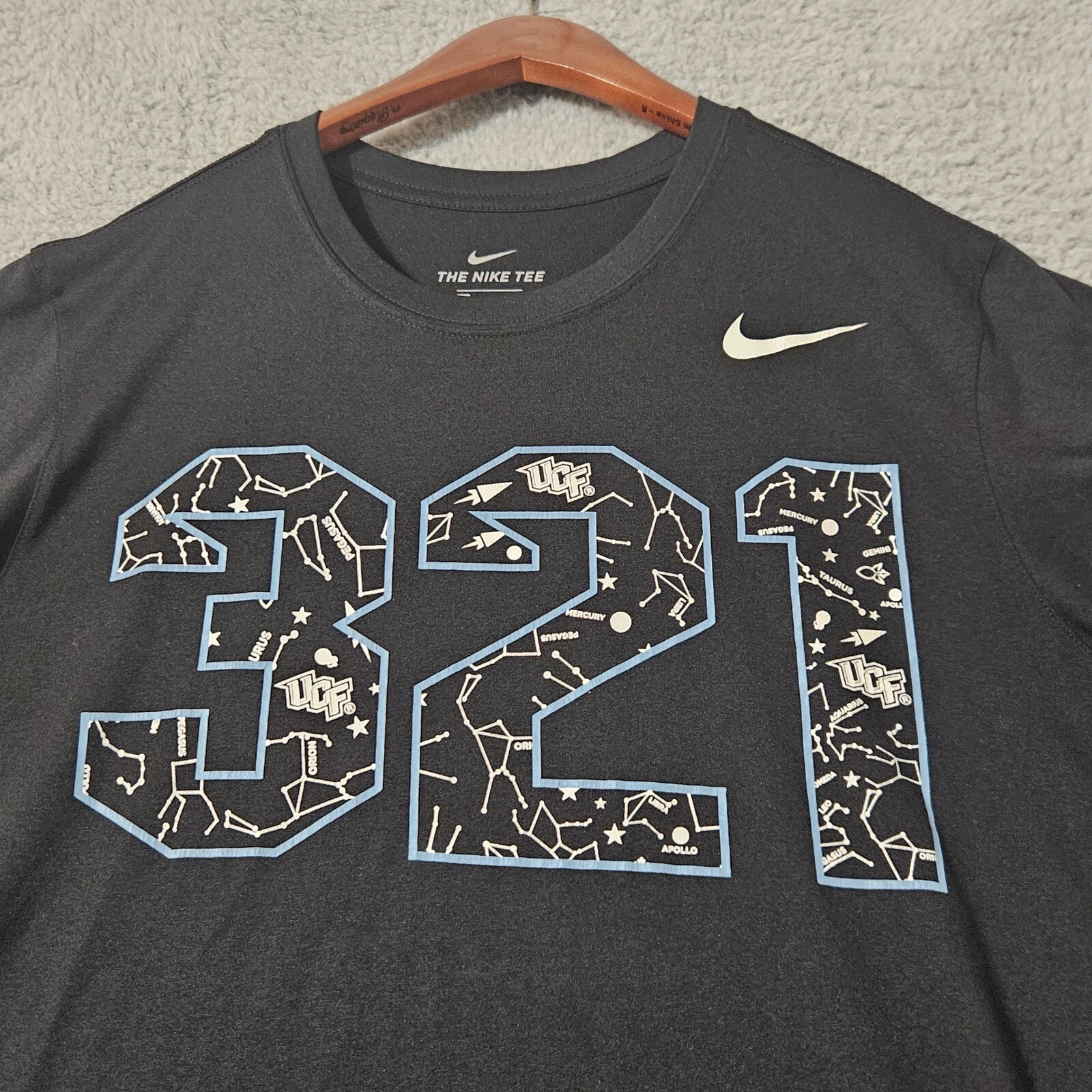 Nike Tee UCF Knights SPACEU 321 Logo Men’s Medium Black Tshirt Citronauts EUC