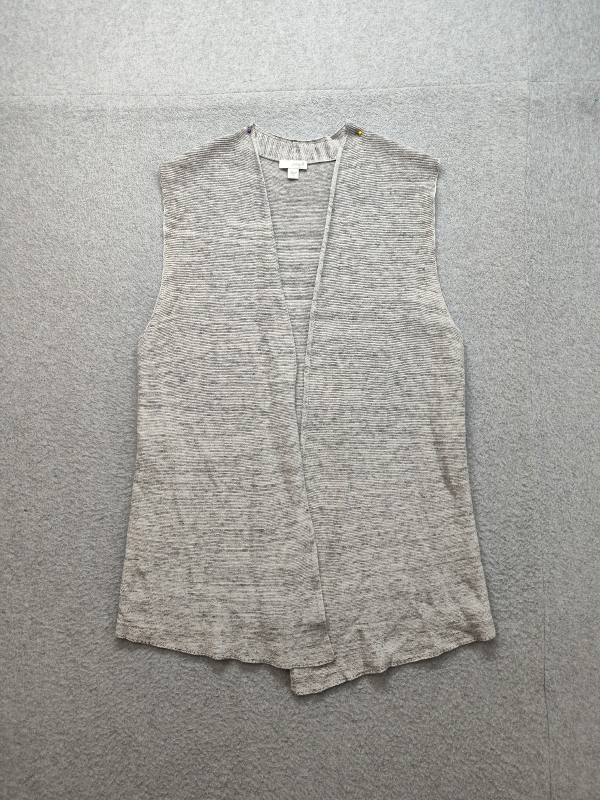 J.Jill Women Sweater Vest S Gray Cotton B Sleeveless Open Front Cardigan Casual