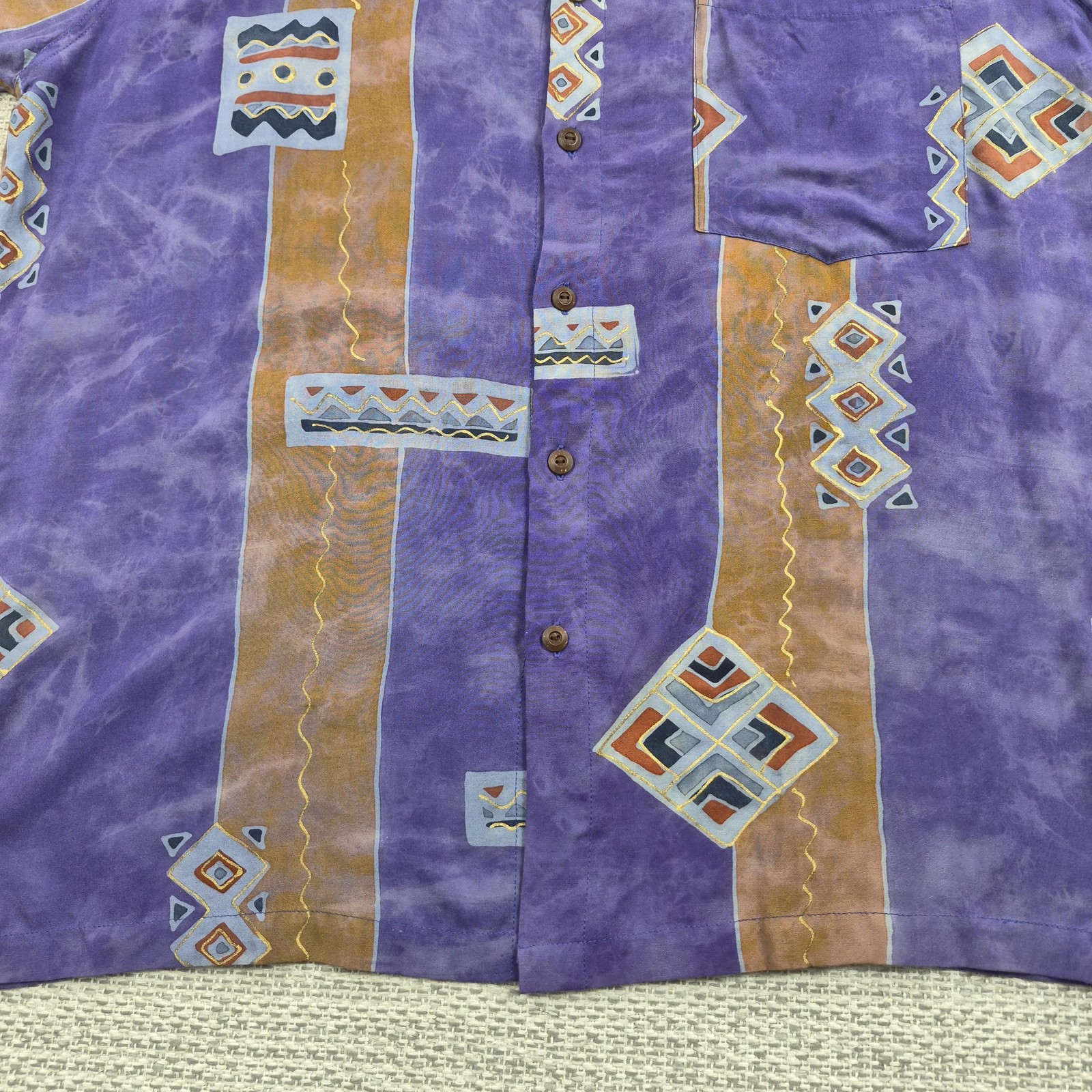 Vintage Swift Originals Button Up Shirt Mens Large Retro Geometric Short Sleeve