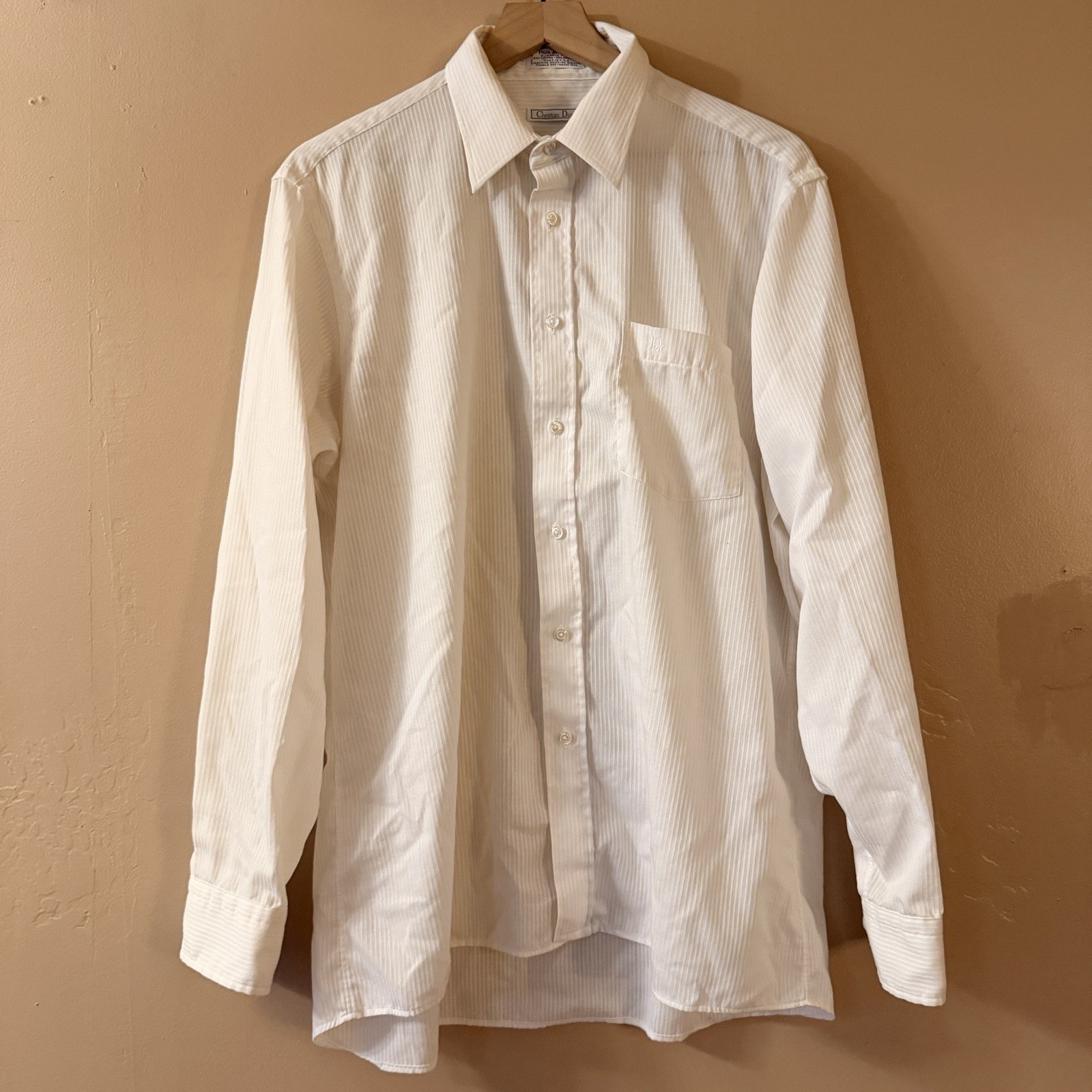 Vintage Christian Dior Men’s 16.5 34/35 Shirt Plus De Coton USA White