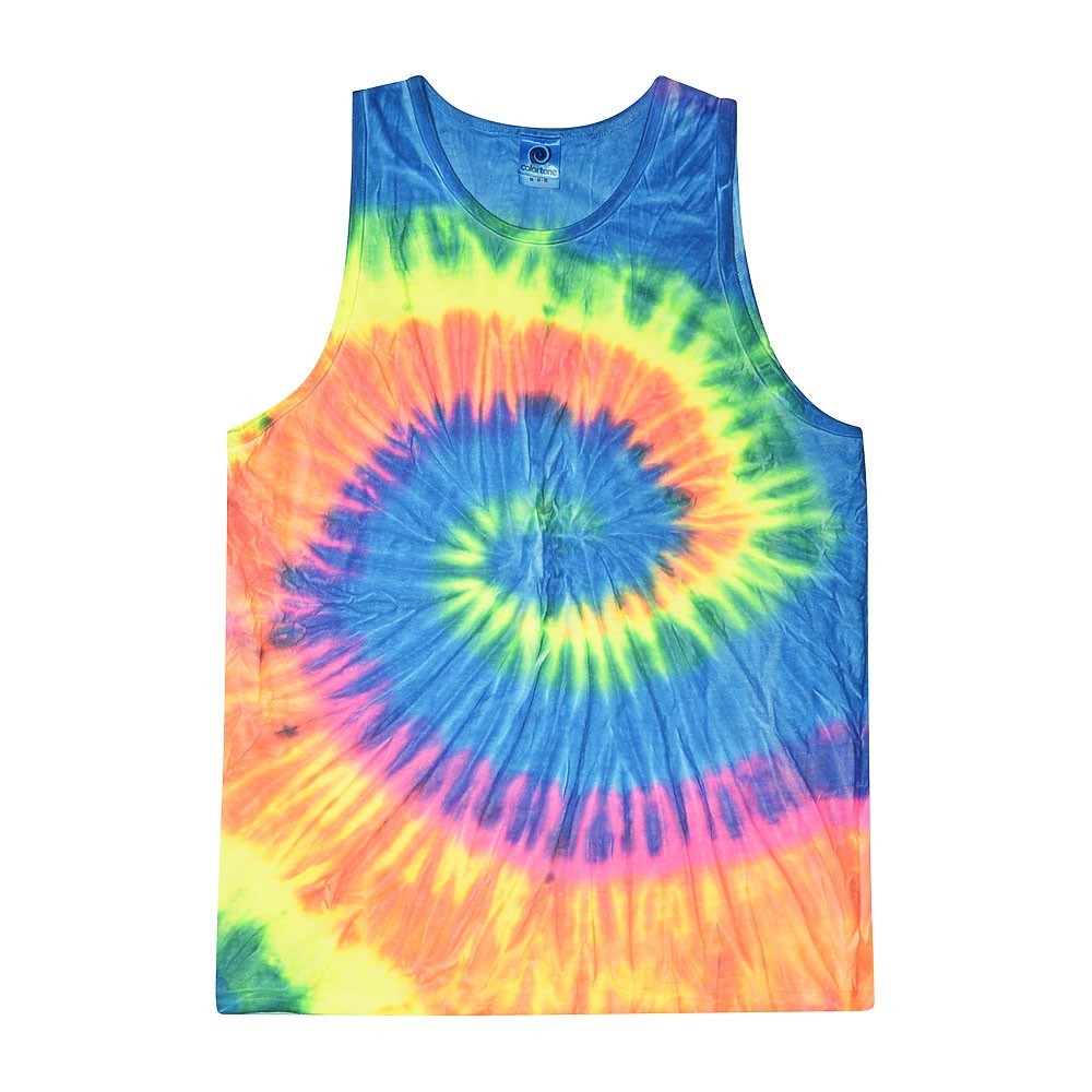 Multi-Color Tie Dye Tank Tops Sleeveless T-Shirts Adult S to XXXL Cotton