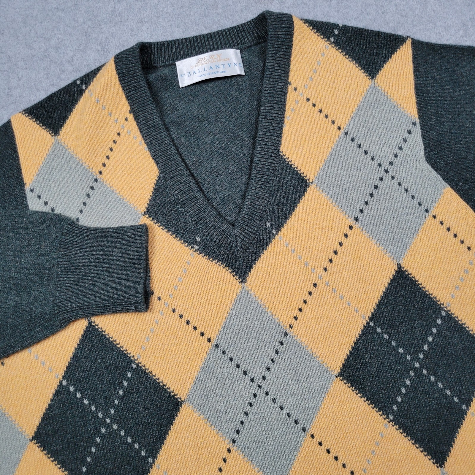Berk Ballantyne Sweater Men Large Cashmere Argyle Scotland Quiet Luxury Preppy