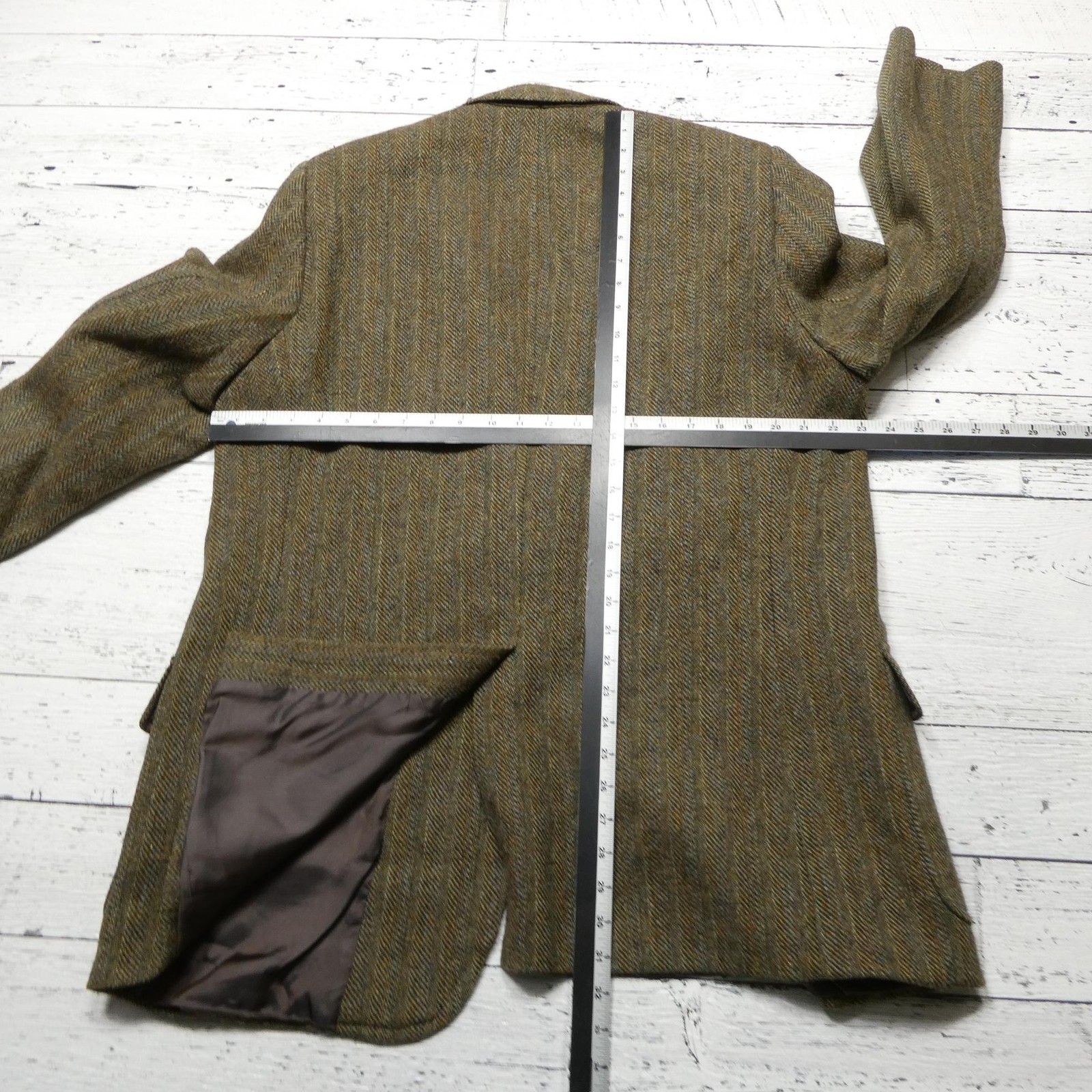 Southwick Blazer Mens 44 Long Brown Twill by Dayton Herringbone Wool Tweed