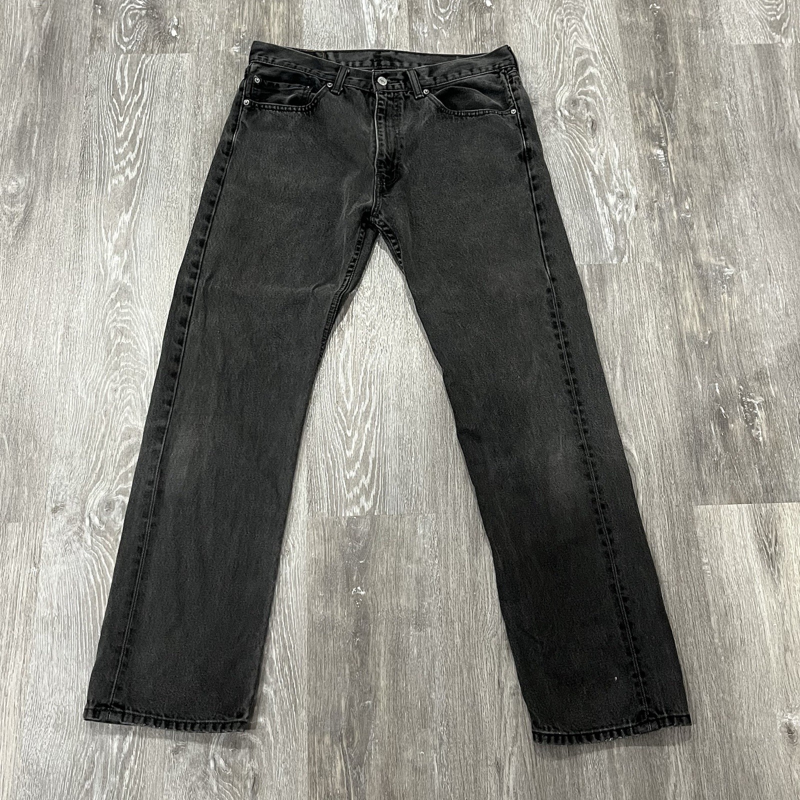 Vintage Levis 505 Regular Fit Jeans Men 36×34 Faded Black Denim Straight Leg Y2K