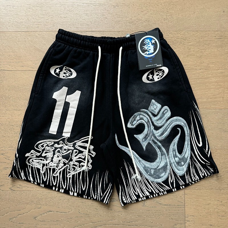 Men’s Hell Studios star Number 11 Wash Stain Printing washed Shorts