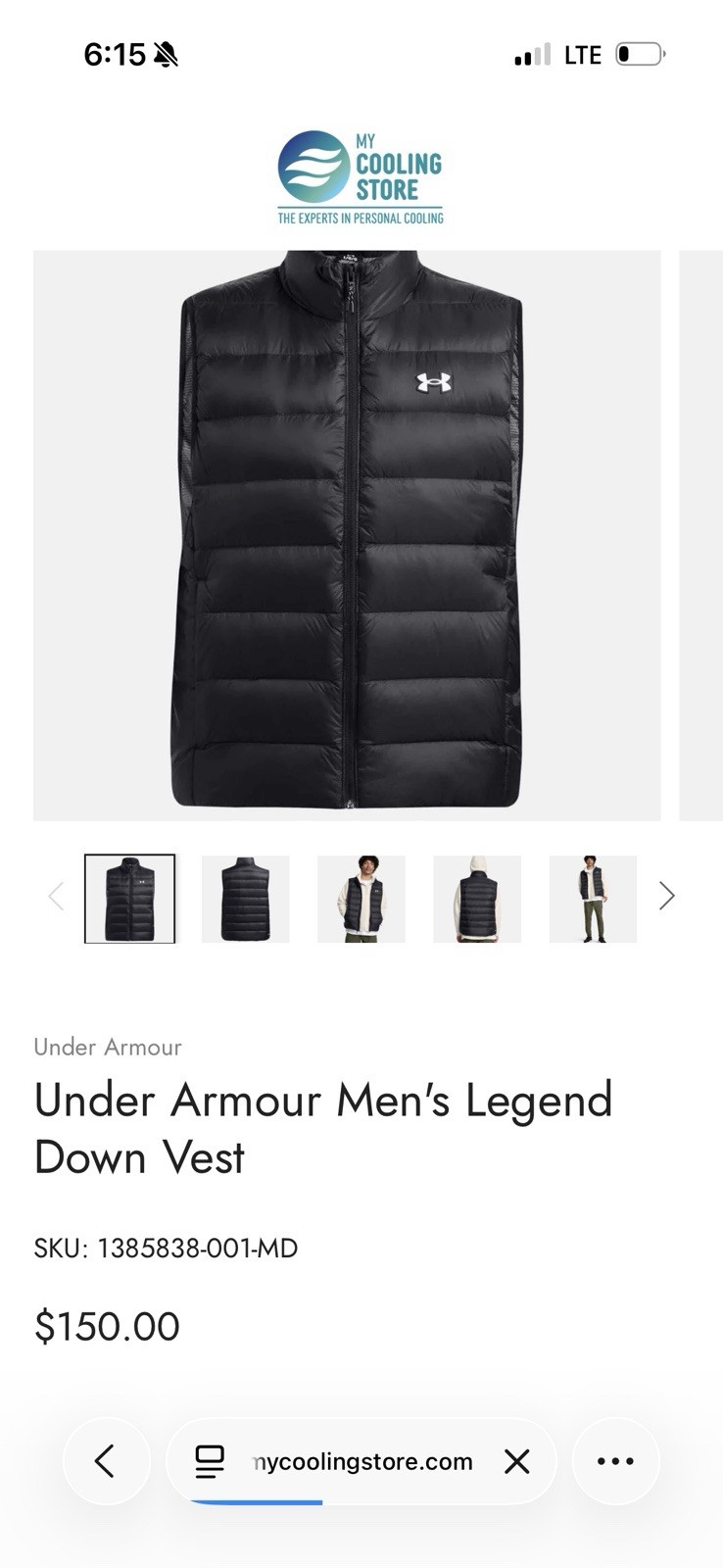 Under Armour Men’s Legend Down Zip Puffer Vest w/ Pockets Green (2X/M)