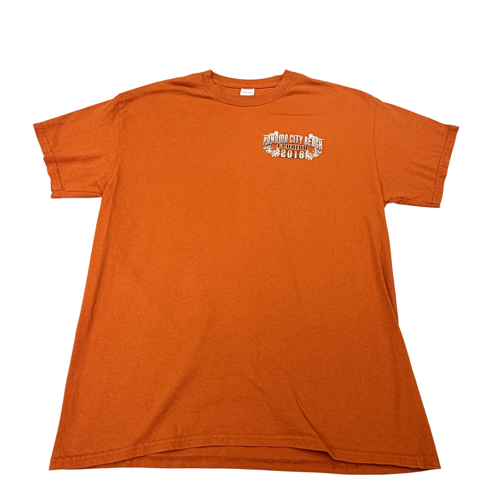 Panama City Beach Motorcycle Week Shirt Mens Large Orange Florida Graphic Tee