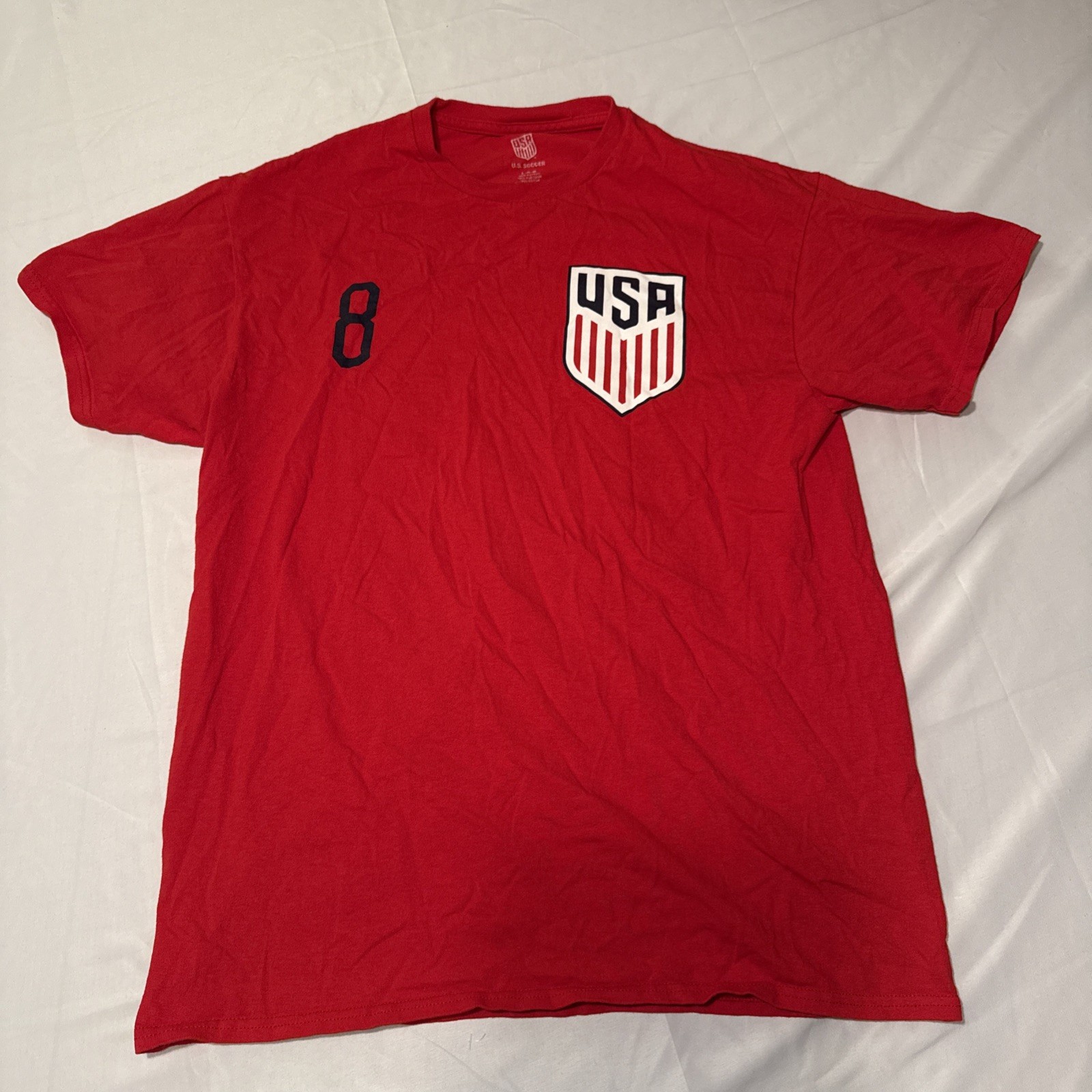 USA Mens National Soccer Team Weston McKennie #8 Red Short Sleeve T Shirt Size L