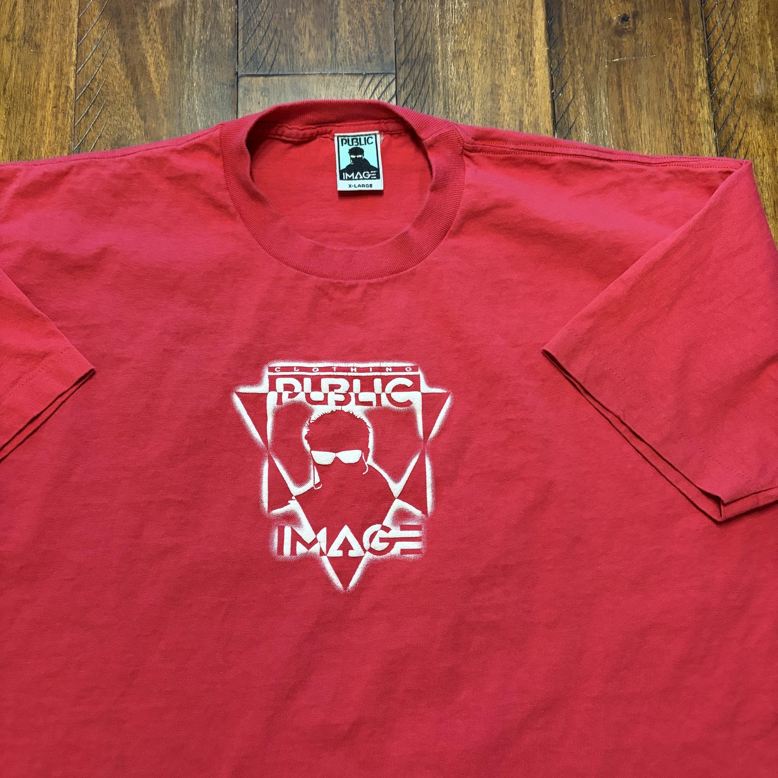 Public Image Shirt Mens XL Red Graphic Logo Tee T-Shirt Made USA Streetwear