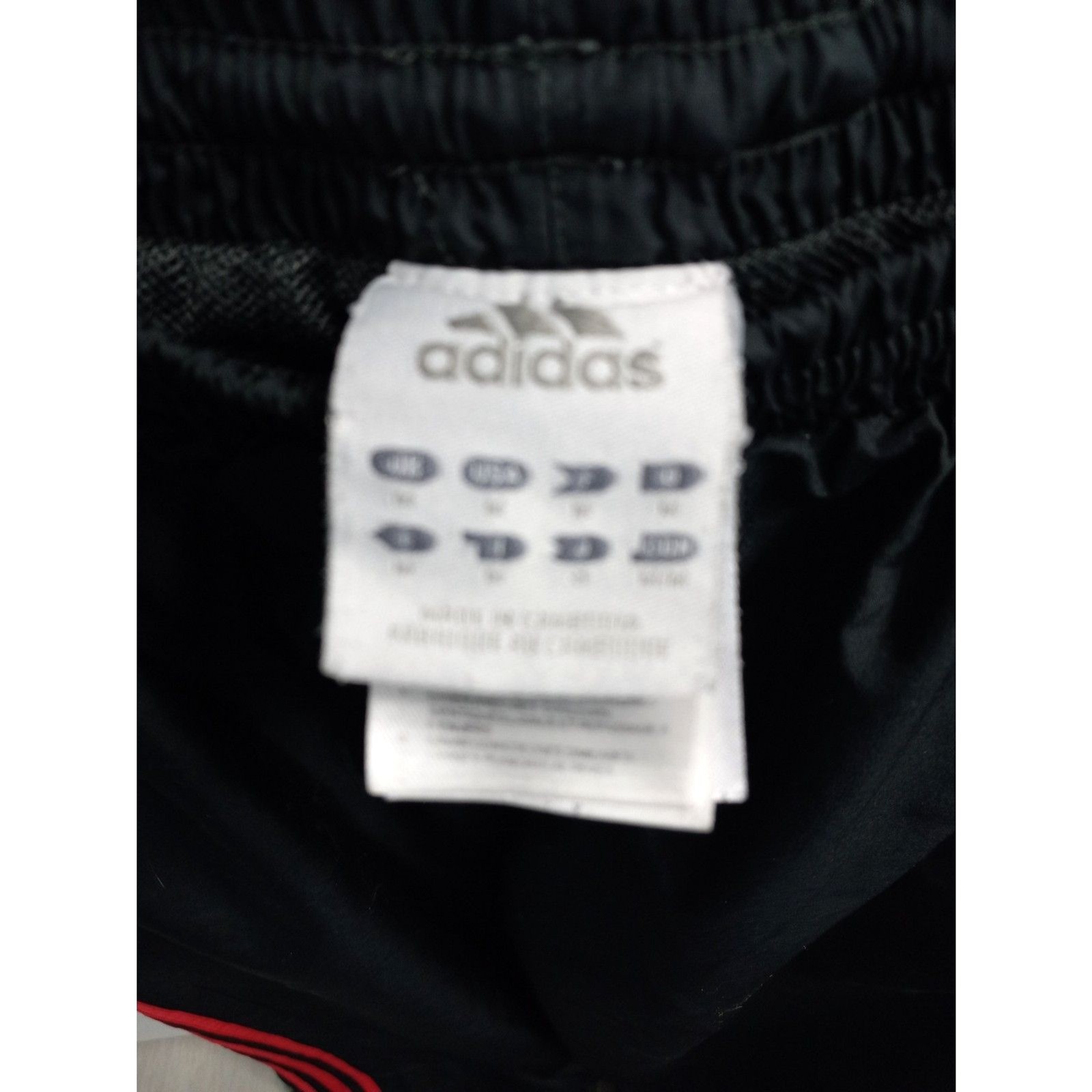 Mens Adidas Jogger Track Pants Black with Red Stripes & Cord Lock Cuffs SIZE MED