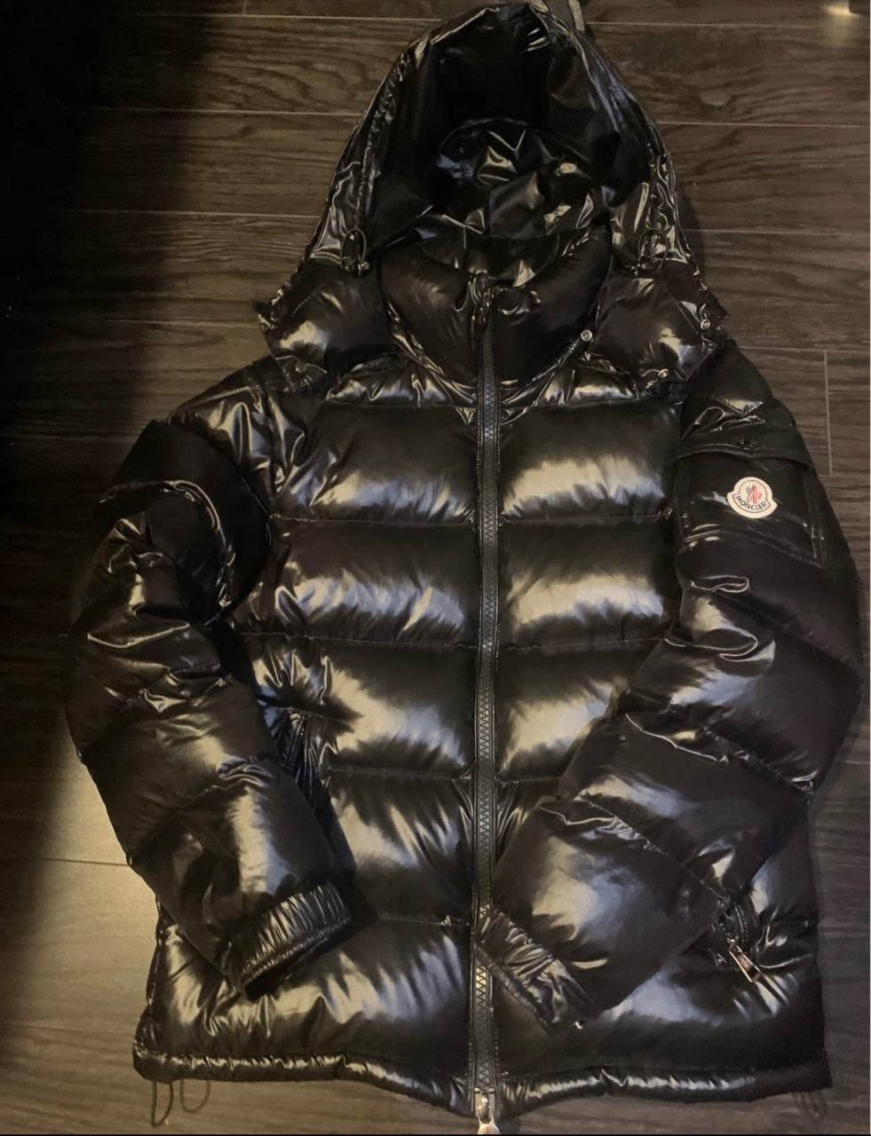 Moncler Men’s Black Hooded Puffer Jacket Full Zip Quilted Pockets Size M